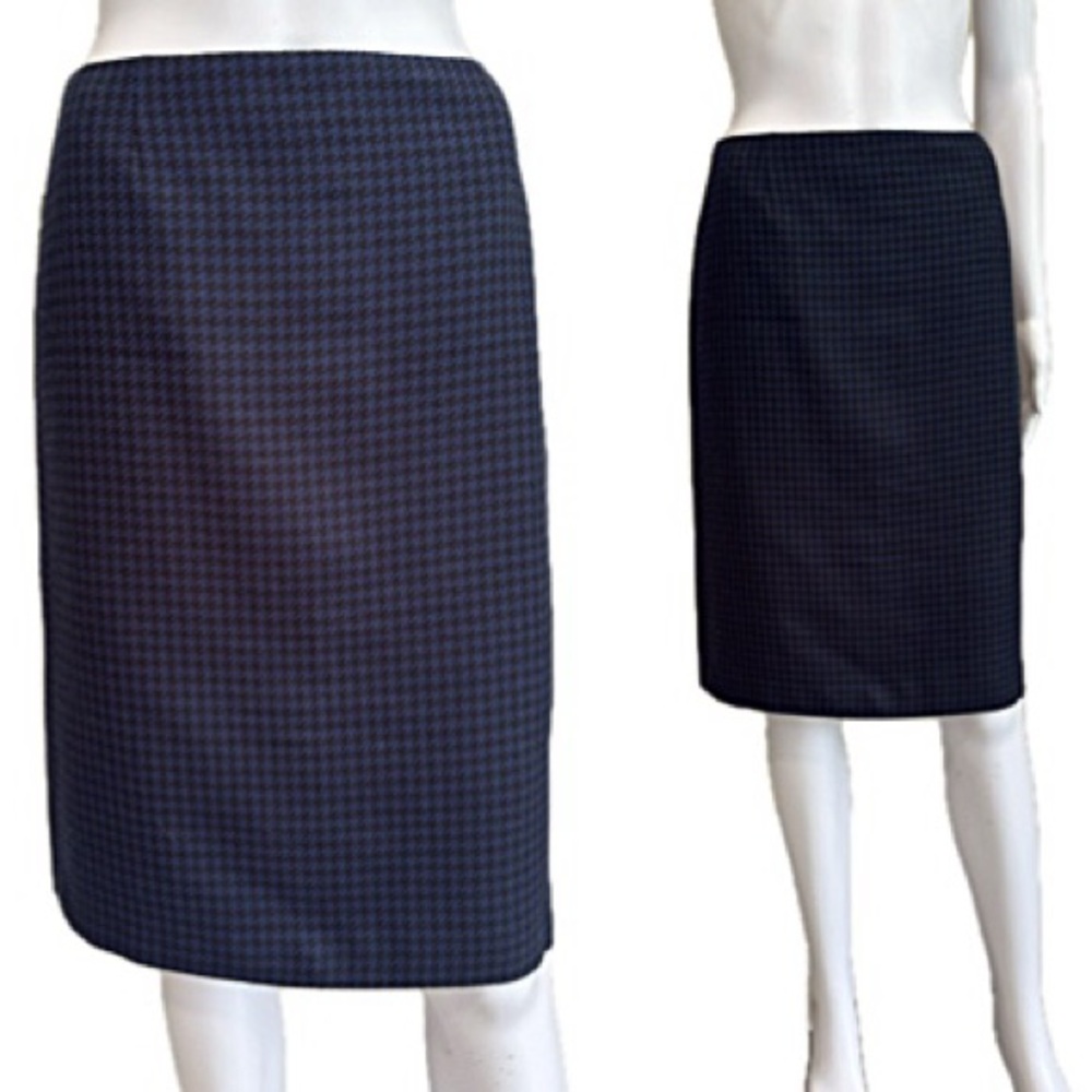 TAHARI Arthur S Levine Houndstooth Plaid Pencil Skirt Size 2 Dark Academia Retro